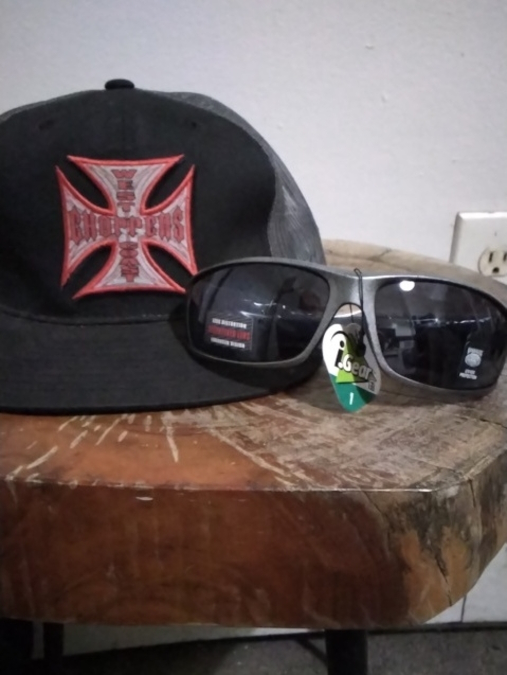 Women's Westcoast Choppers Black Hat with Red Iron Cross Patch & Sunglasses
